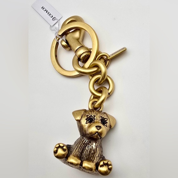 Coach gold brass hardware puppy dog ketchain bagcharm new with tags - Picture 2 of 4
